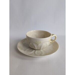BELLEEK Parian China IRELAND Ultra Rare INSTITUTE Pattern CUP & SAUCER Set